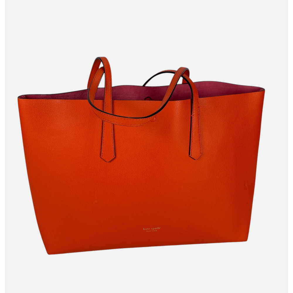 EUC Kate Spade Molly Leather Tote Bag Medium Shoulder Bag ORANGE Handbag Satchel - Picture 6 of 12